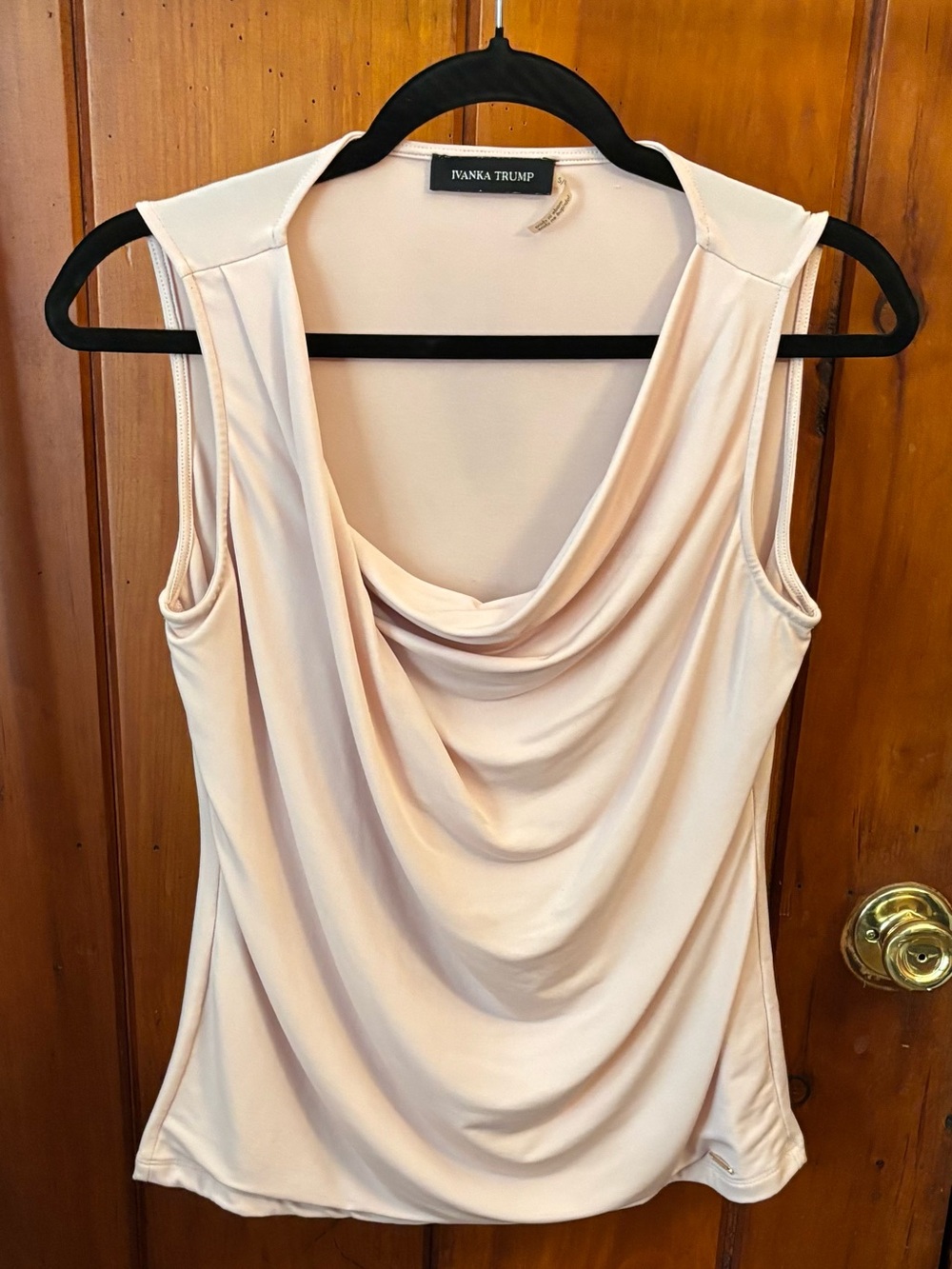Ivanka Trump Light Blush Drape Neck Sleeveless Top